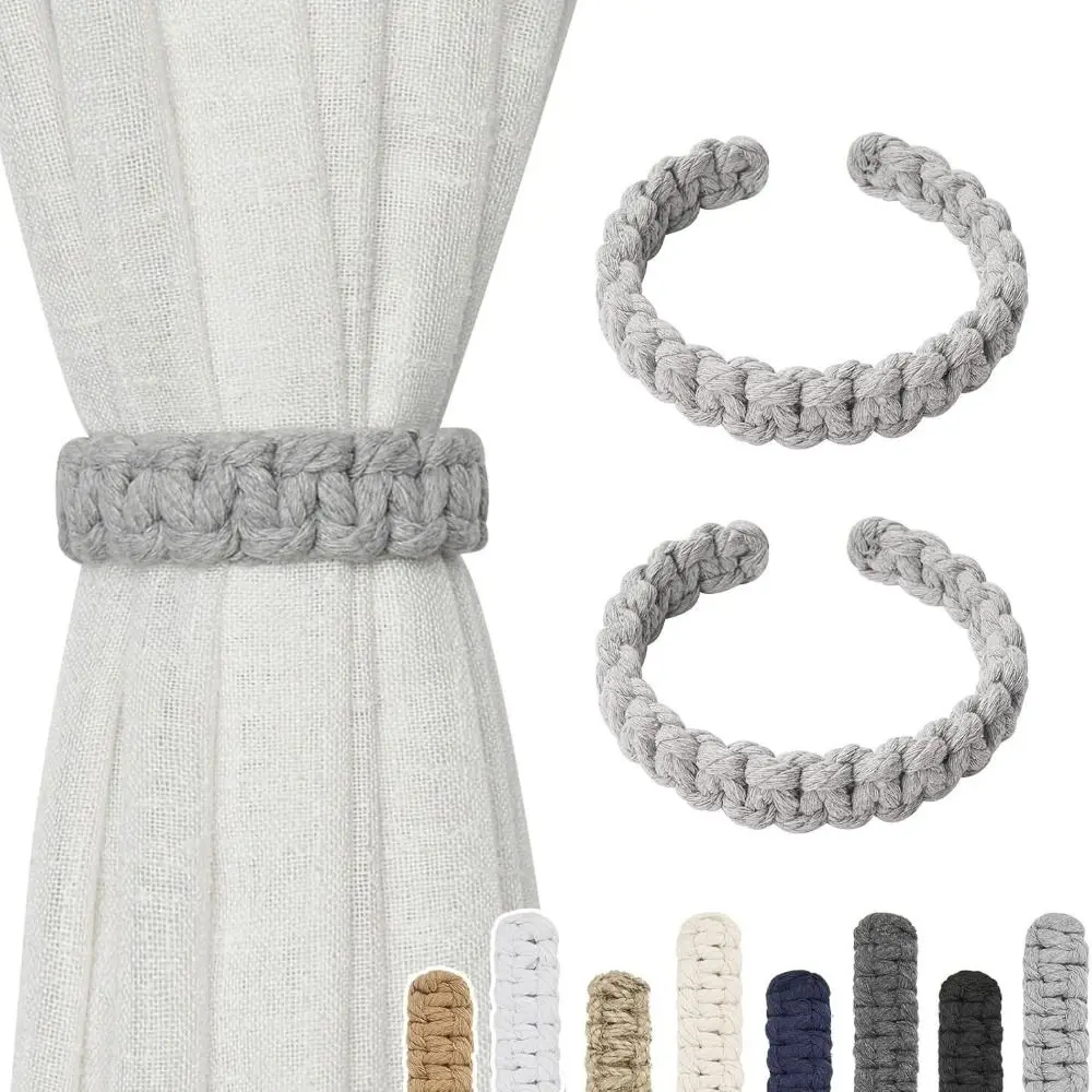 2Pcs Classic Retro Curtain Tie Rope Vintage Handwoven Curtain Holdback Braided Twist Knotted Curtain Clip Window Decor