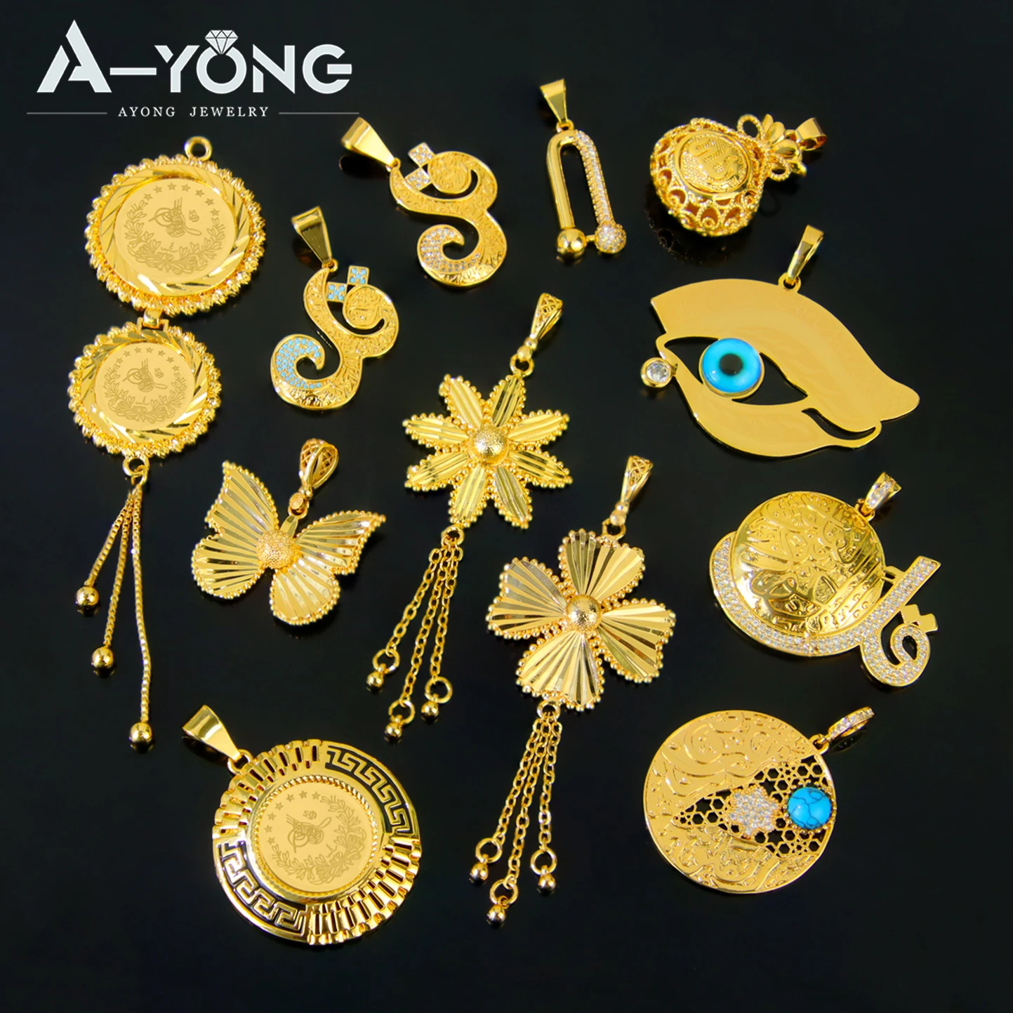 Dubai Mode Geometrische Anhänger 21k Gold Überzogene Türkische Vintage Münzen Halskette Anhänger Arabisch Muslimische Frauen Party Schmuck – Detail 2
