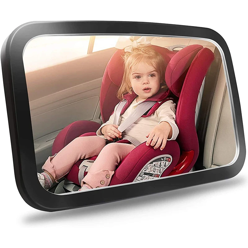 Baby Car Makeup Mirror Safety Car Seat Mirror for Rear Facing Infant with Wide Crystal Clear View Shatterproof Fully Assembled