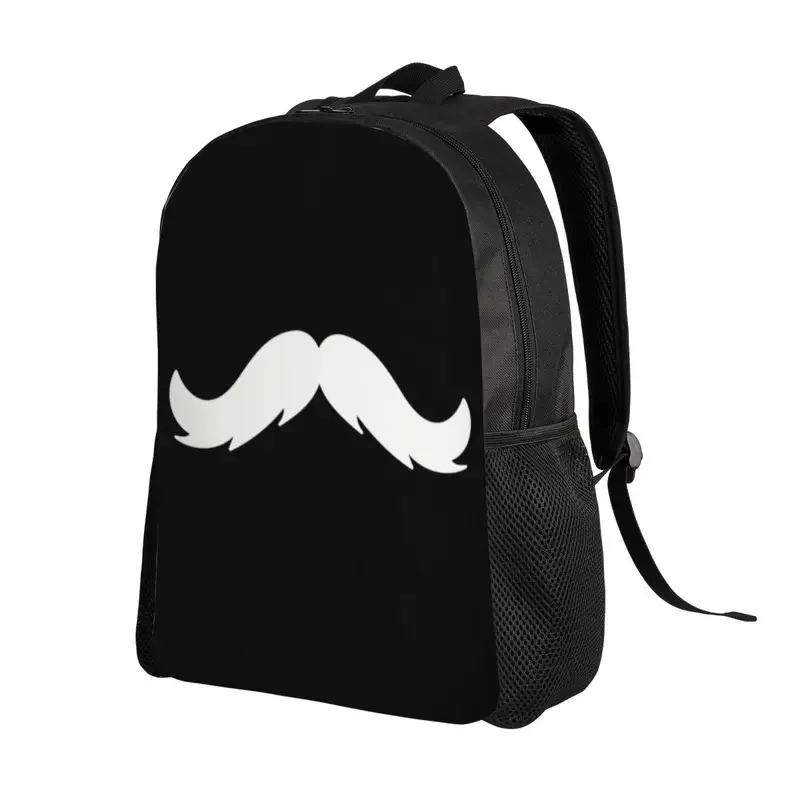 Customized fashion handlebar mustache backpacks men women casual bookbag for college school facial hair beard bags