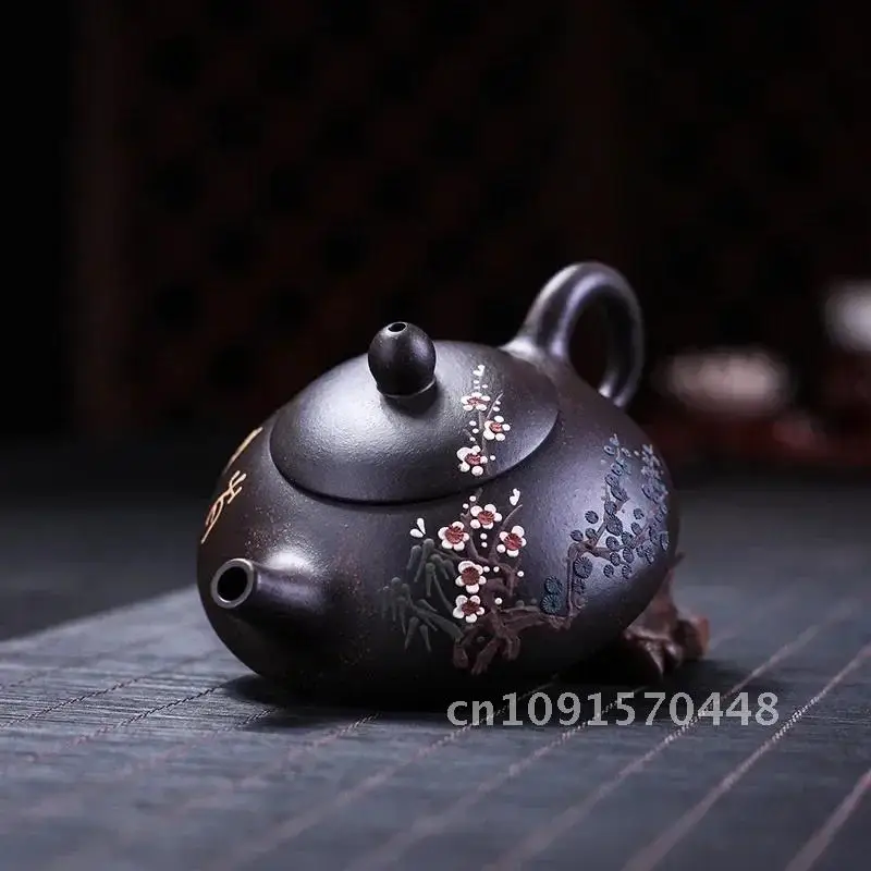 Yixing Tea Pot Purple Clay Stone Scoop Teapot Chinese Famous Handmade Tea Set Kettle Teaware Custom Tea Ceremony Gift 160ml