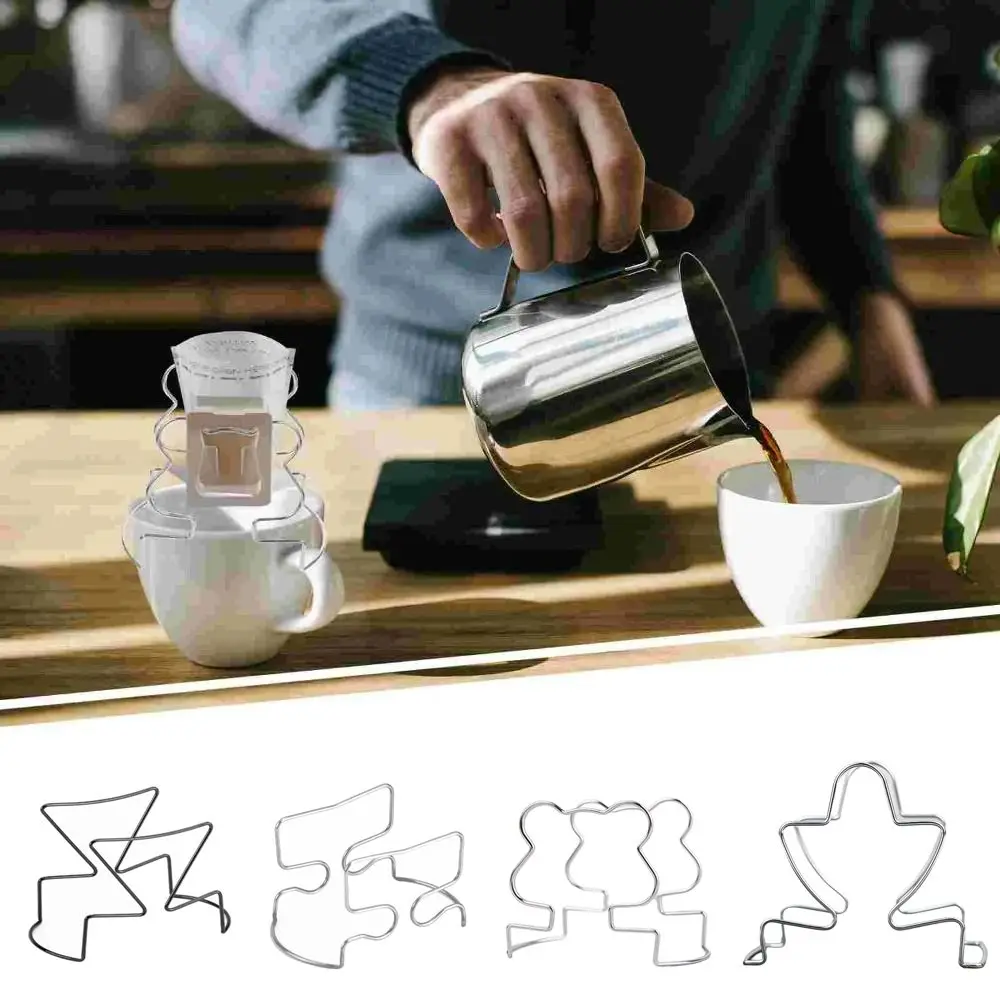 Portable Coffee Filter Paper Holder Stainless Steel Lightweight Filter Paper Bag Shelf Reusable Drip Coffee Bags Holder