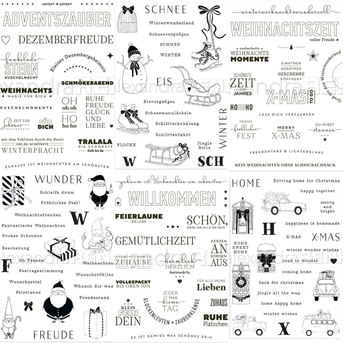 Autor Adventsmotiv Stempel, Stanzformen, Sammelalbum, Tagebuch, Dekoration, Schablone, Prägevorlage, DIY-Grußkarte, handgefertigt, 2025, neu