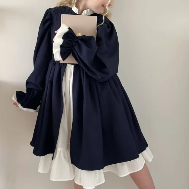 Girls' Dress 2026 Spring and Autumn New Children's Clothes Girls' Baby Russian Style Cotton Temperament Match Color Palace Dress