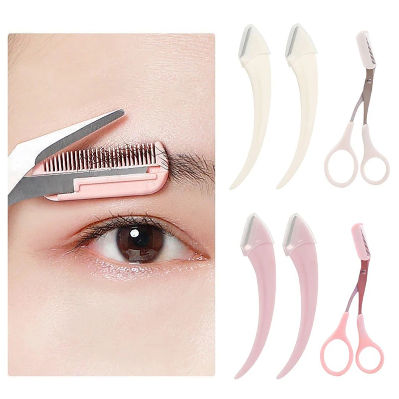 Eyebrow Trimming Knife Eyebrow Face Razor For Women Professional Eyebrow Scissors With Comb Brow Trimmer Scraper Accessories