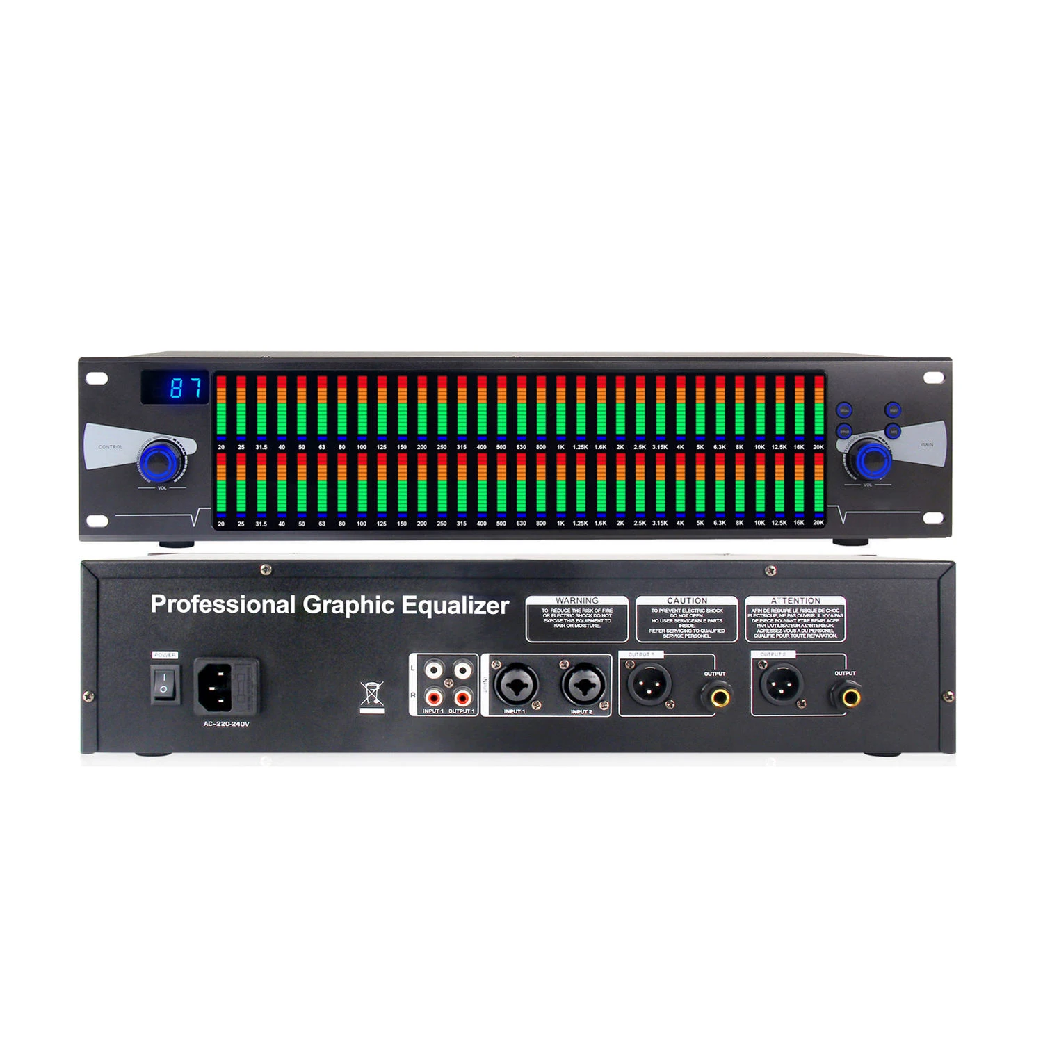 

EQ-888 Dual-Channel Professional Digital Crossover 31-Band System Sound Equalizer Audio Graphic Equalizer for Stage Concert