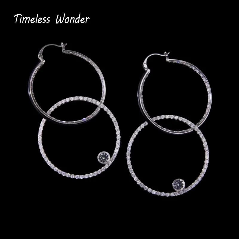 

Timeless Wonder Fancy Zircon Geo Hoop Earrings for Women Designer Jewelry Punk Cocktail Top Trendy Classy Rare Neat 6462
