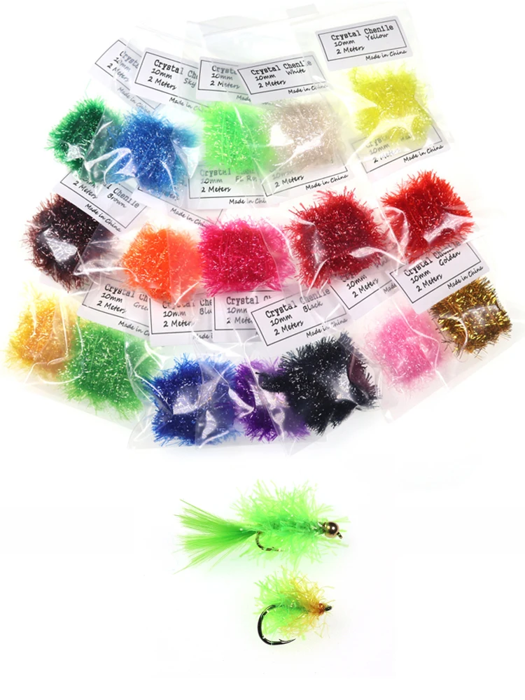Wifreo-Fil de cristal Flash pour la pêche à la mouche, leurre en chenille de glace, matériel pour bar, brochet, mouches, banderole, accessoires d'appât, 1 paquet