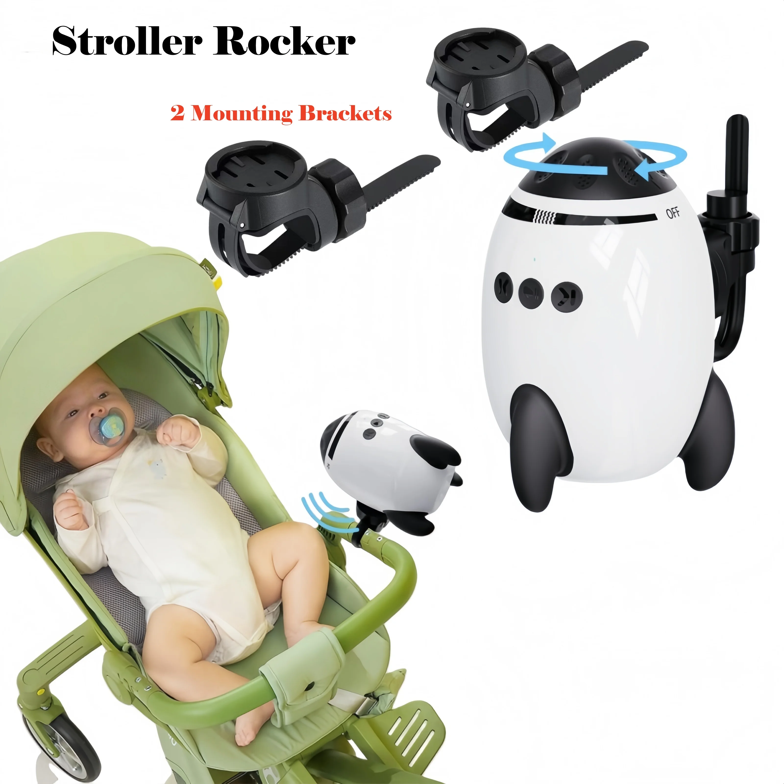 Baby Stroller Rocker With 2 Mounting Brackets 11 White Noise Sounds And Timer Function For Hands Free Everyday Baby Care
