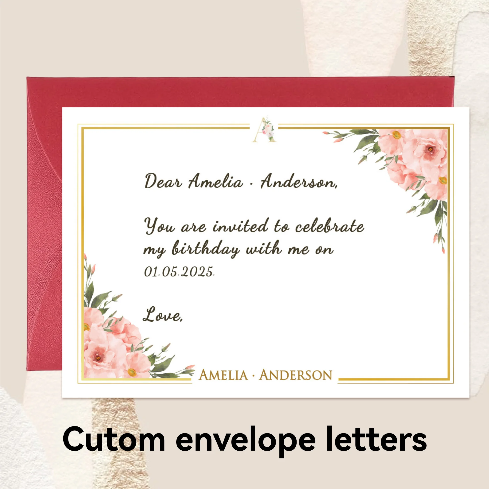 

Custom Envelopes Letter Personalized Floral Note Cards with Envelopes Personalized Thank You Cards for Bridal Shower Gifts