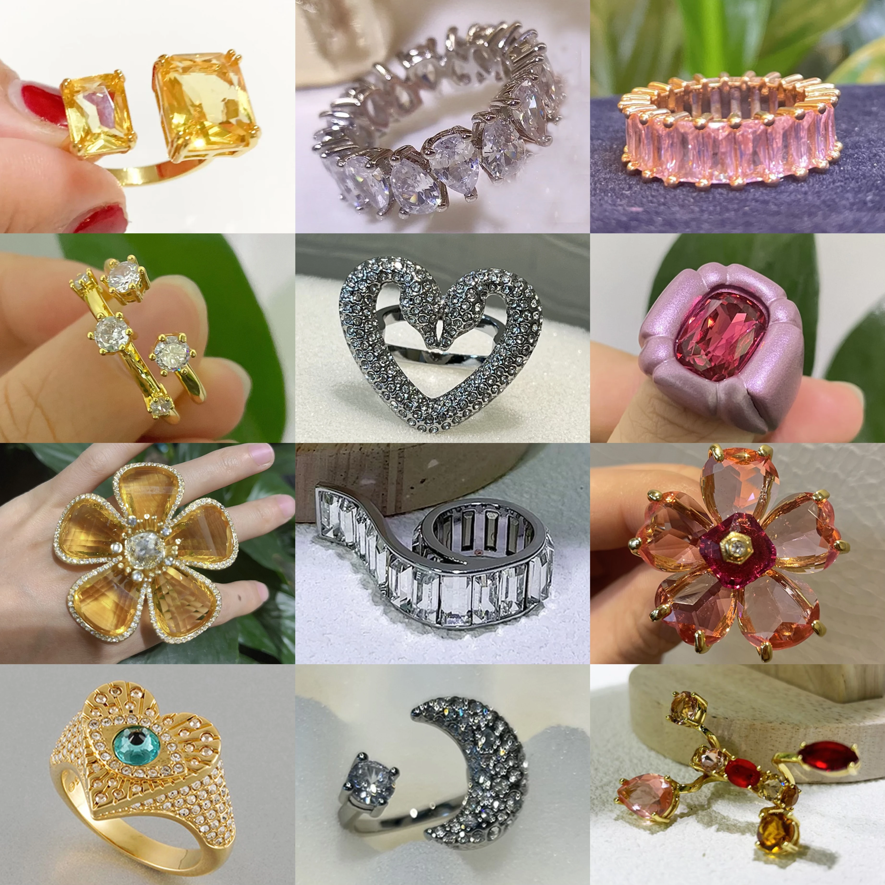 

Original Cocktail Rings 2024 New Trend Luxury Fine Jewelry Charming Geometry Austria Crystal High Quality Women's Party Ring