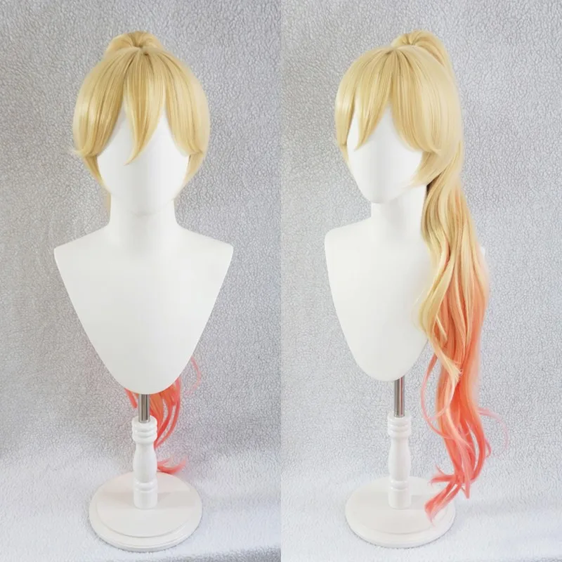 Bianka Ataegina cosplay wig From Anime Honkai Impact 3rd Gradient Double Color With 90cm Long Chip Ponytail + Wig Cap