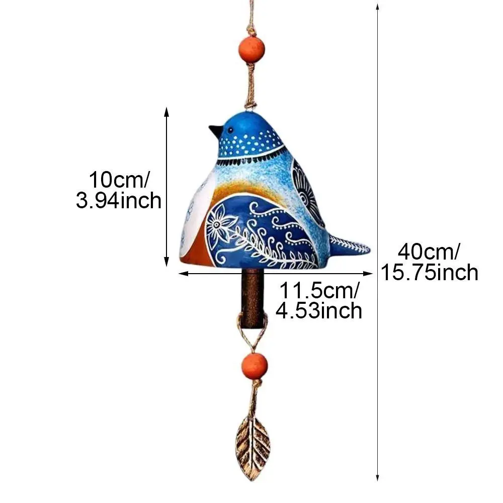 Resin Bird Song Bell Hand Painted Cartoon Design Wind Chime Pendant Style Exquisite Painted Hanging Ornaments Door Decoration - view 6
