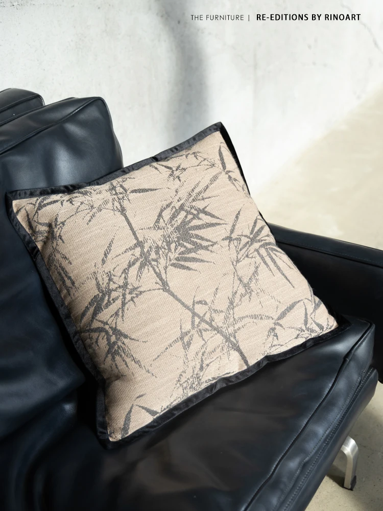 

Подушка Rinoart для изучения восточной культуры, ручная вышивка, дизайн "Процветающий бамбуковый узор", диванная подушка с наполнителем и съемным чехлом