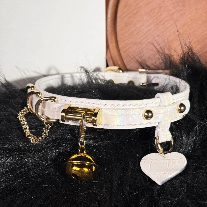 Customized Choker Collar Women's White Leather Alligator Pattern Trend Niche Y2k Couple Gift