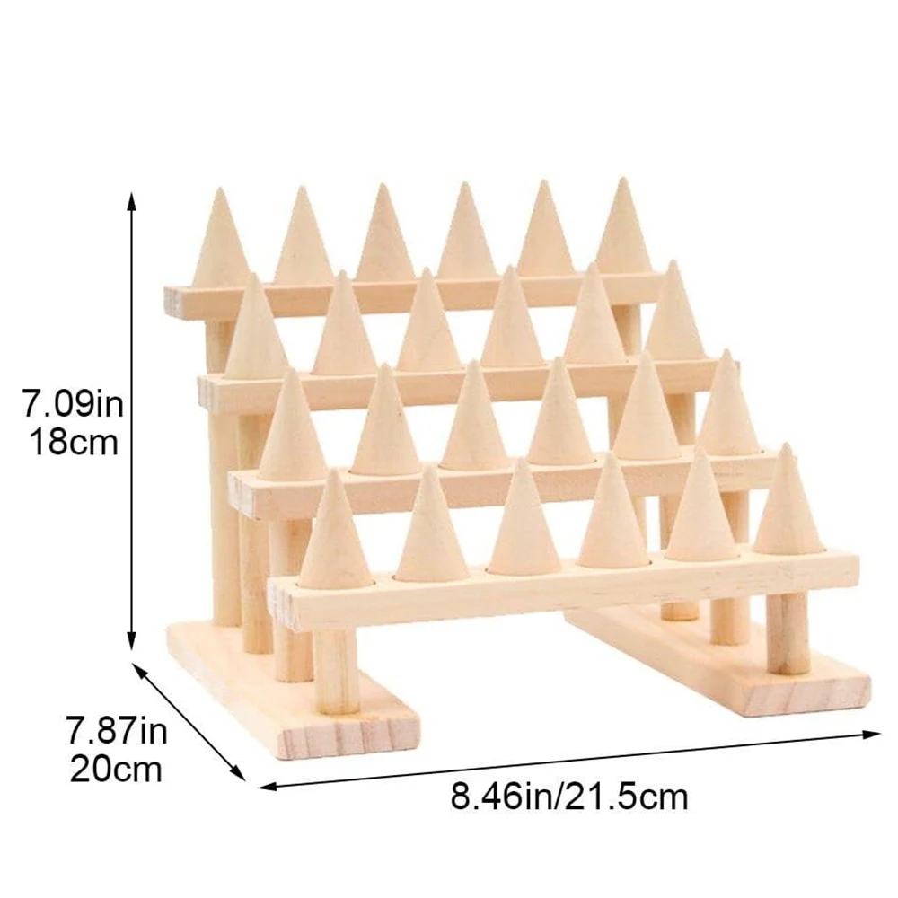 Wood Ring Storage Jewelry Display Stand Organizer Storage Shelf Jewelry Display Holder Supplies Fashion Accessories 4 Tier