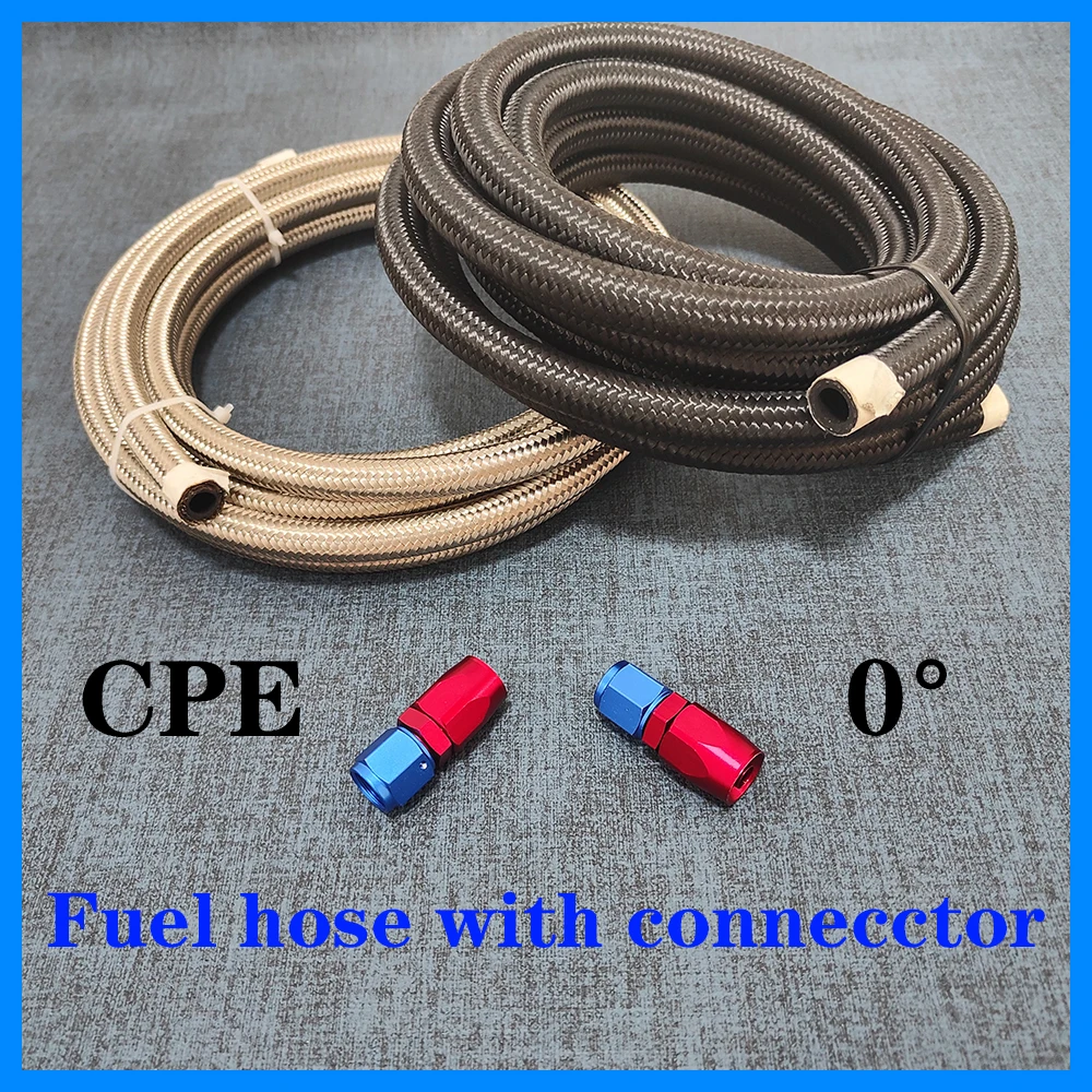 

Black/Silvery Nylon stainless steel braided inner CPE fuel hose, oil and gas cooler hose+0°connector 1M~10M