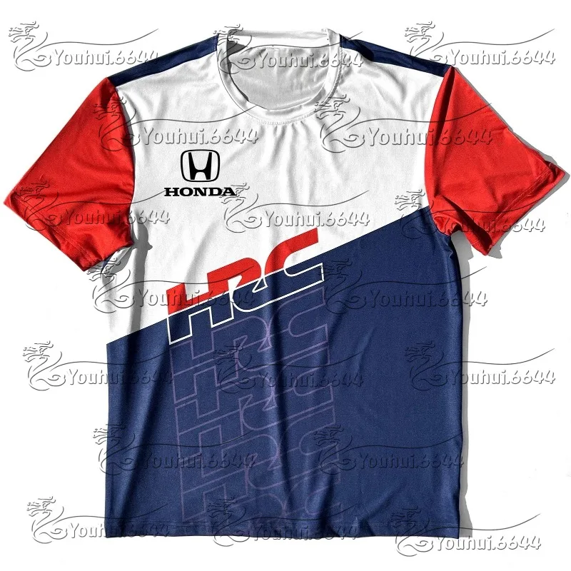 

2025 Summer Motorcycle Race Short Sleeve Outdoor Cycling Top HRC Honda Racing Team Tee Sports Top Breathable 3D Pattern T-shirt