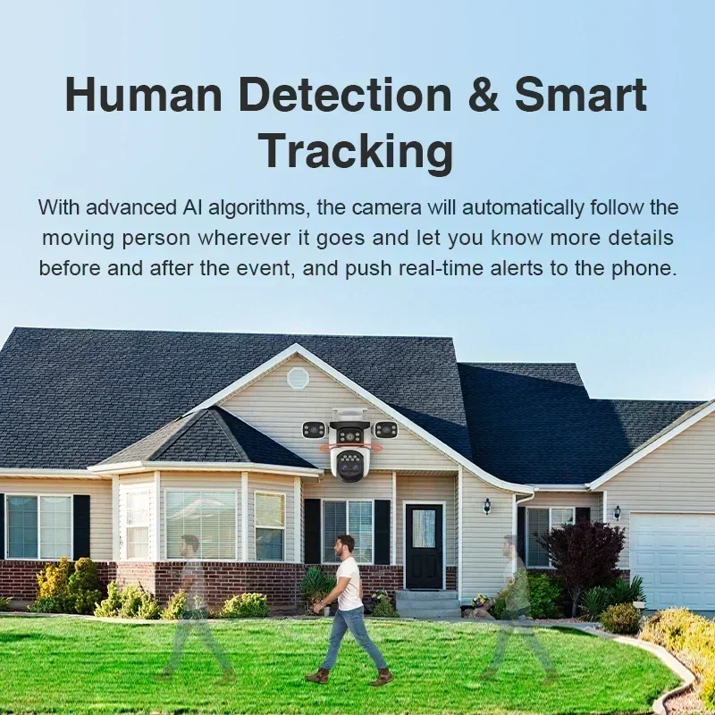 كاميرا خارجية بثلاثة شاشات بدقة 20 ميجابكسل واي فاي مع بطاقة ذاكرة 64 جيجا، وتكبير عالي الوضوح 10X، وإعداد صوت إنذار ذكي #3