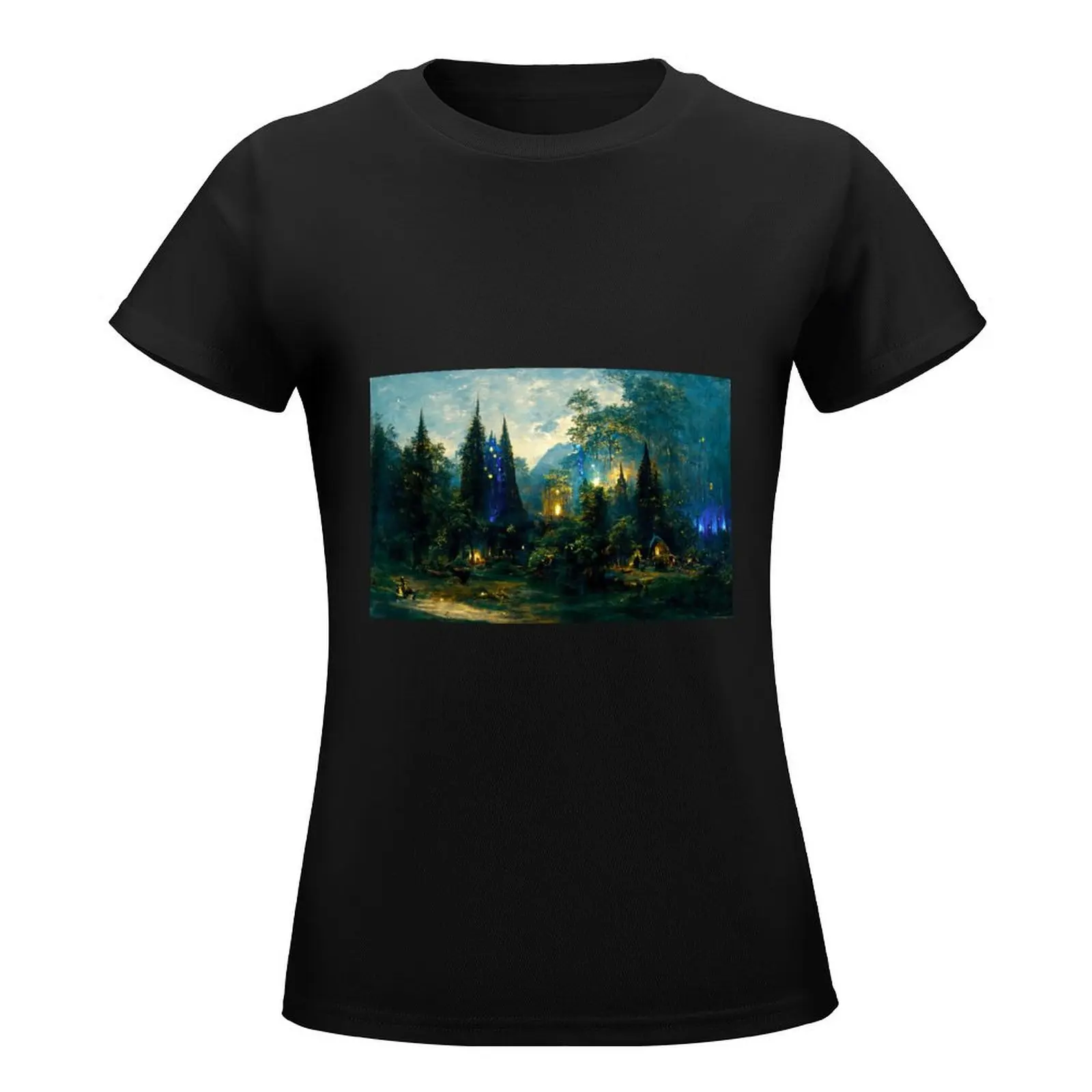 Walking into the forest of Elves T-Shirt oversized funny summer tops lady clothes black t shirts for Women