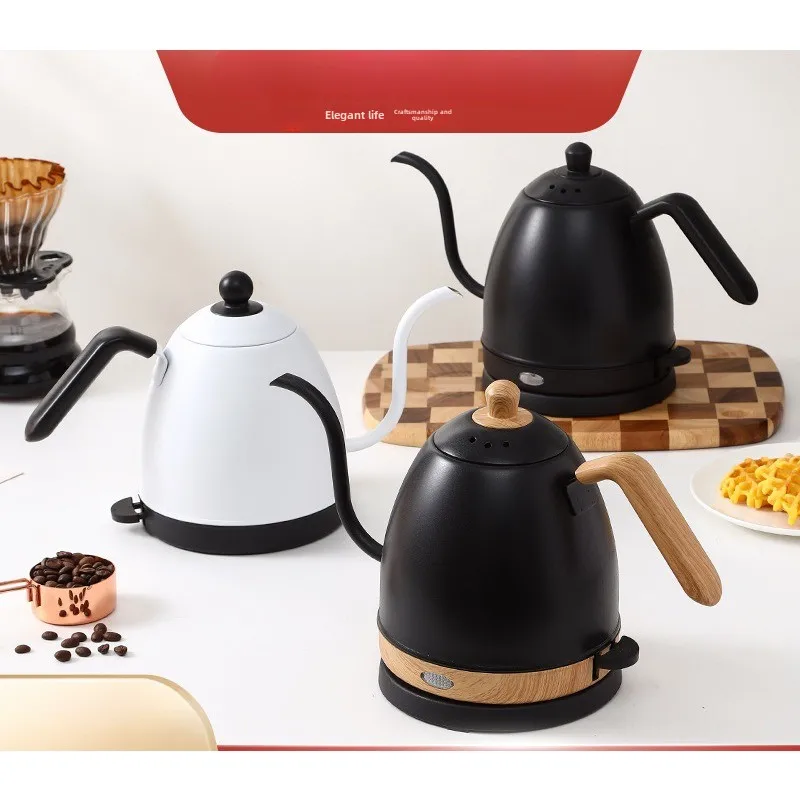 غلاية، وعاء قهوة مخمر يدويًا، غلاية كهربائية من الفولاذ المقاوم للصدأ ذات فم نحيل، وعاء شاي معقوفة جديد