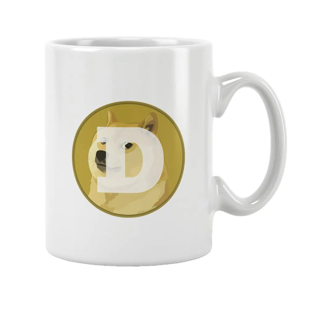 Dogecoin Crypto Currency Btc Printed Mug Coffee Cup White Ceramic Cute Funny Birthday Gifts