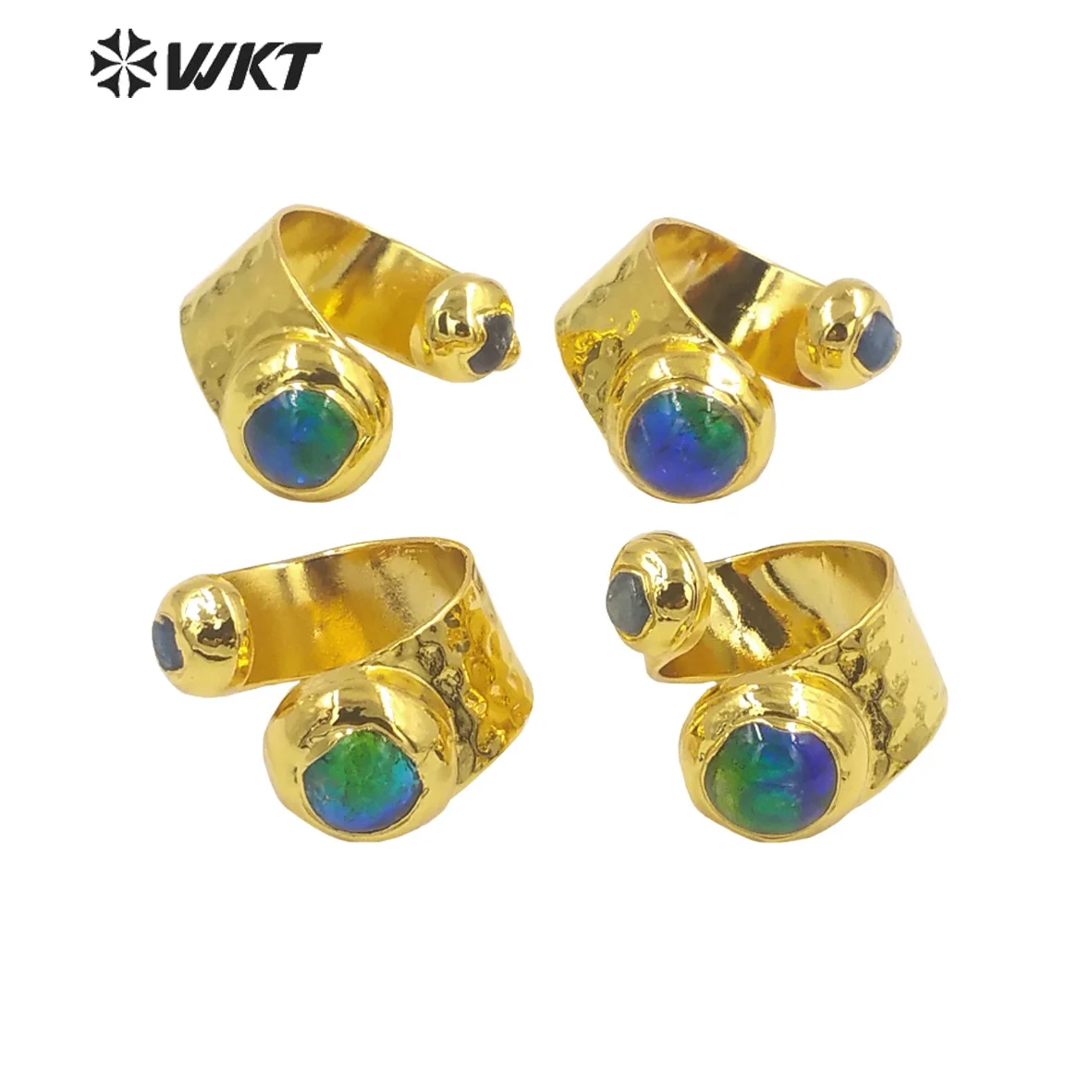 WT-R481 Hot Sale Blue Murano And Kyanite Beads Wrap Shape Gold Can Be Adjustable Rings For Party Decent Accessories