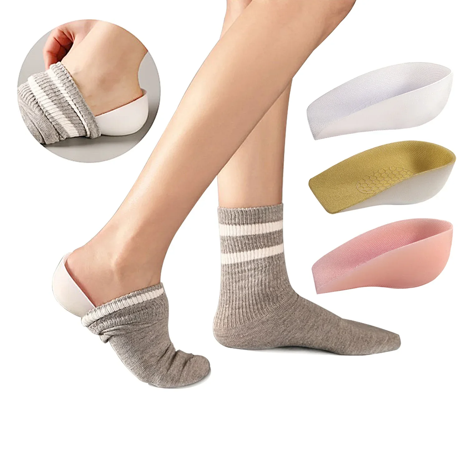 

Invisible Heightened Insole Off Shoe Insole Heel Pad Half Pad Transparent Bionic Foot Silicone Shoes Insoles For Women