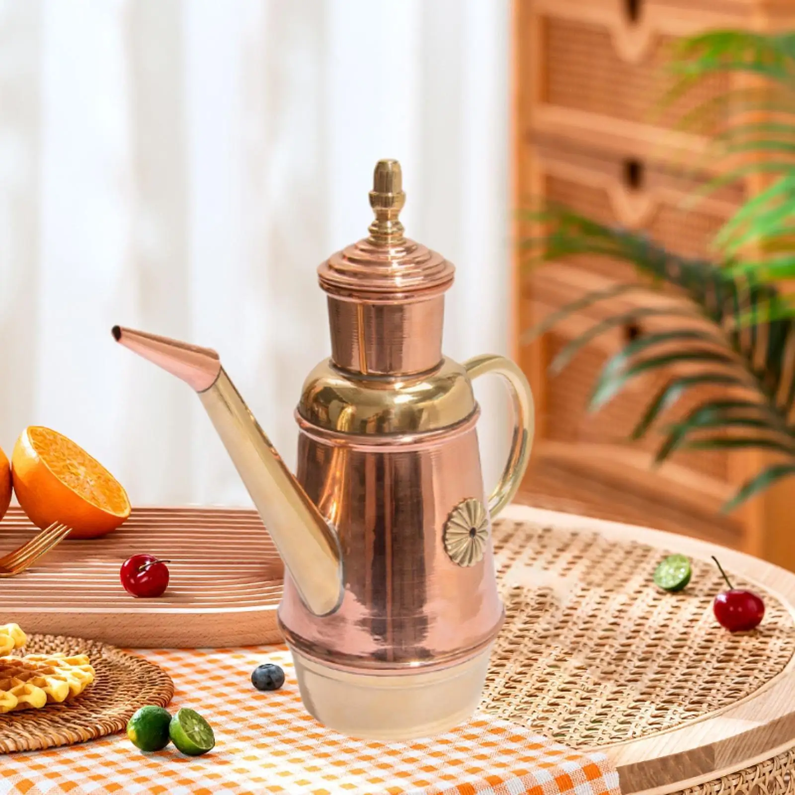 Pizza Oil Cruet 450ml Vintage Design Long Spout Copper Oil Dispenser for