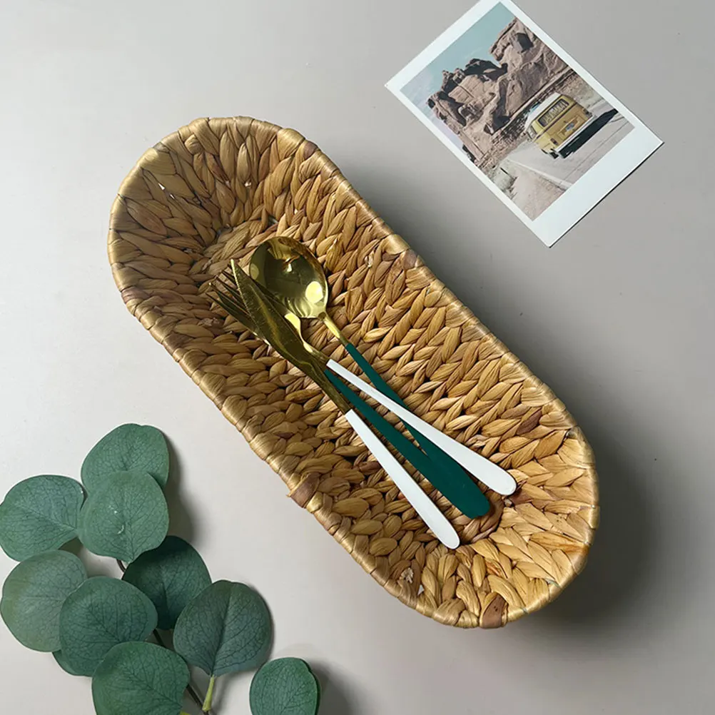 

Woven Basket Storage ganizer Natural H made Bread Tray Fruit Snack Container Decorative Home Kitchen Living Room