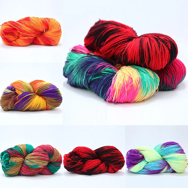 Acrylic Wool Yarn Duan Dyed Four Strand DIY Woven Knitting Sweater Sock Scarf Colorful Crochet Yarn Sewing пряжа для вязания 뜨개실