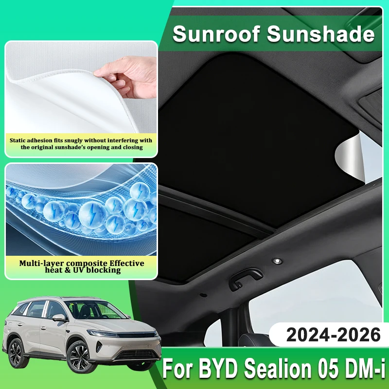 

Car Sunroof Shade For BYD Sealion 05 DM i MK1 2024~2026 Accessories Electrostatic Adsorption Sun Roof Sunshade Visor Cover Parts