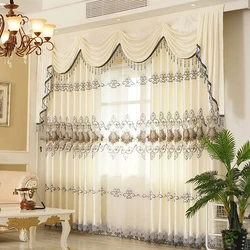 Cortinas bordadas blancas y Beige de lujo europeo para sala de estar, dormitorio, estudio, cocina, Hotel, cenefa de puerta