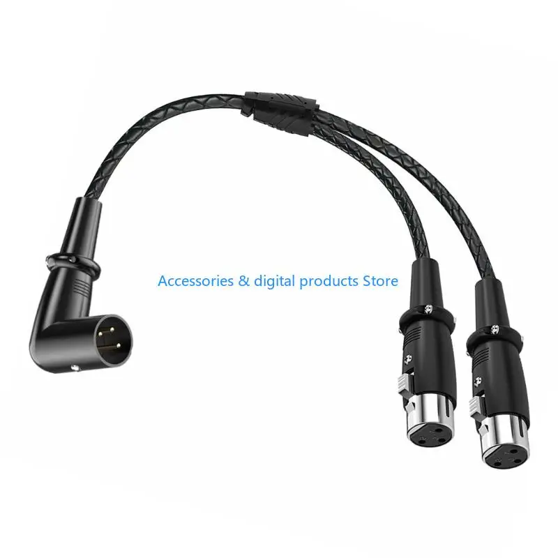 77JD Durability 3 PinXLR Splitter Cord Male to Two Female 50cm Highly speed Transfer for Audios Devices Stage Systems
