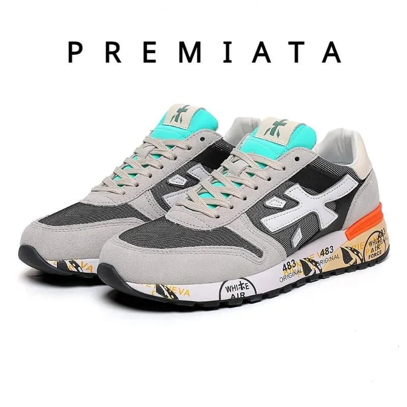 PREMIATA Men's Casual Sneakers Shoes New gray Fashion Breathable Running Sports Shoes Fashion Sneakers for Men Premiata