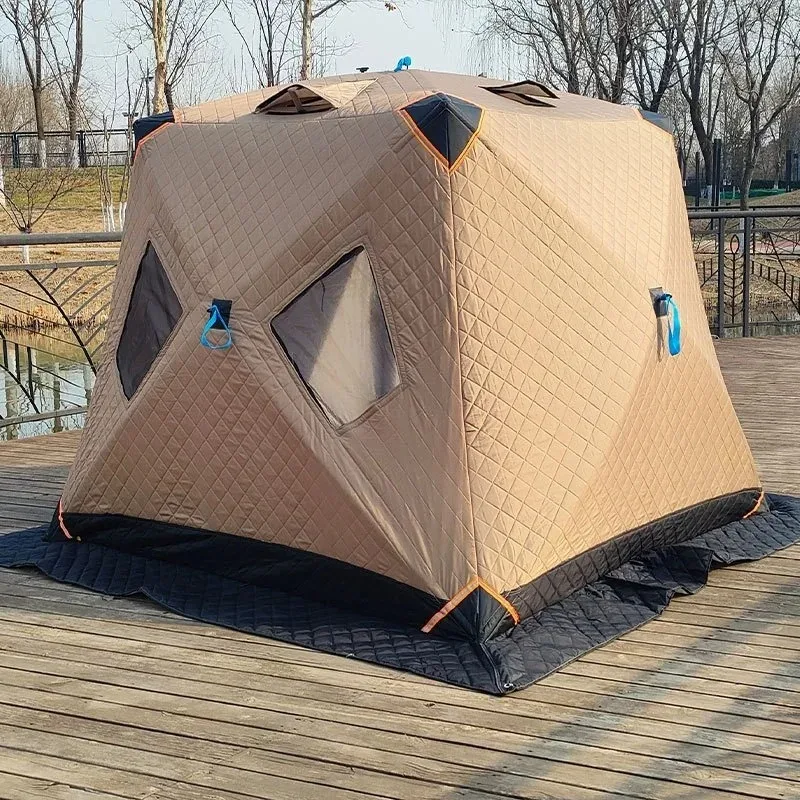 

Зимняя рыболовная палатка на 3/5 человек, ветрозащитная, водонепроницаемая, автоматическая, быстрораскладная, с отверстием для дымохода и окнами, для кемпинга на открытом воздухе