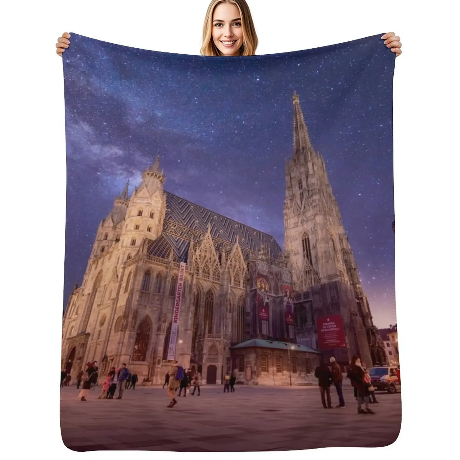 

St. Stephen's Cathedral at night in Vienna, Austria Throw Blanket Decorative Sofas Personalized Gift Beautifuls Hair Blanket