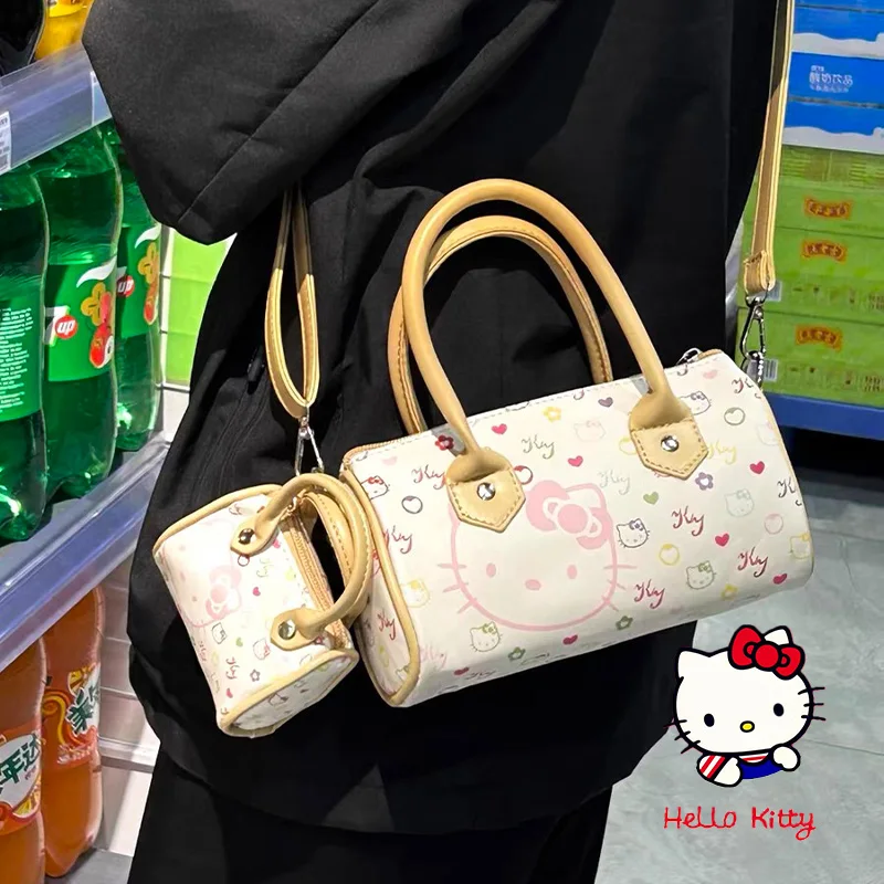 Sanrio Exquisite Hello Kitty Cartoon Mini Handbag Y2K New Vintage Cute Print Crossbody Bag Korean Versatile Fashion Wallet Gifts