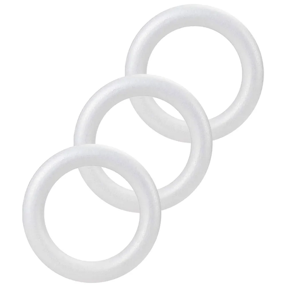 

3Pcs Polystyrene Round Foam Wreath Circles White Foam Rings DIY Wedding Floral Craft Decorations Round Craft Rings