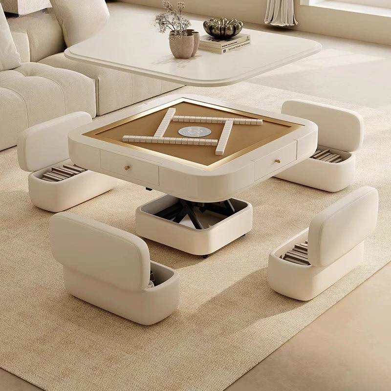 Mahjong table, lift, coffee table, dining table, all-in-one automatic, multi-function, fire