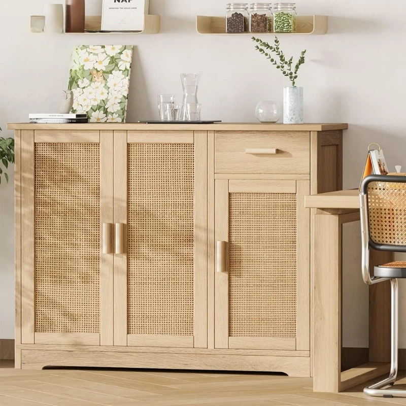 Rattan side cabinet Kitchen locker Rattan self-service cabinet Storage drawer Farmhouse B & B cabinet
