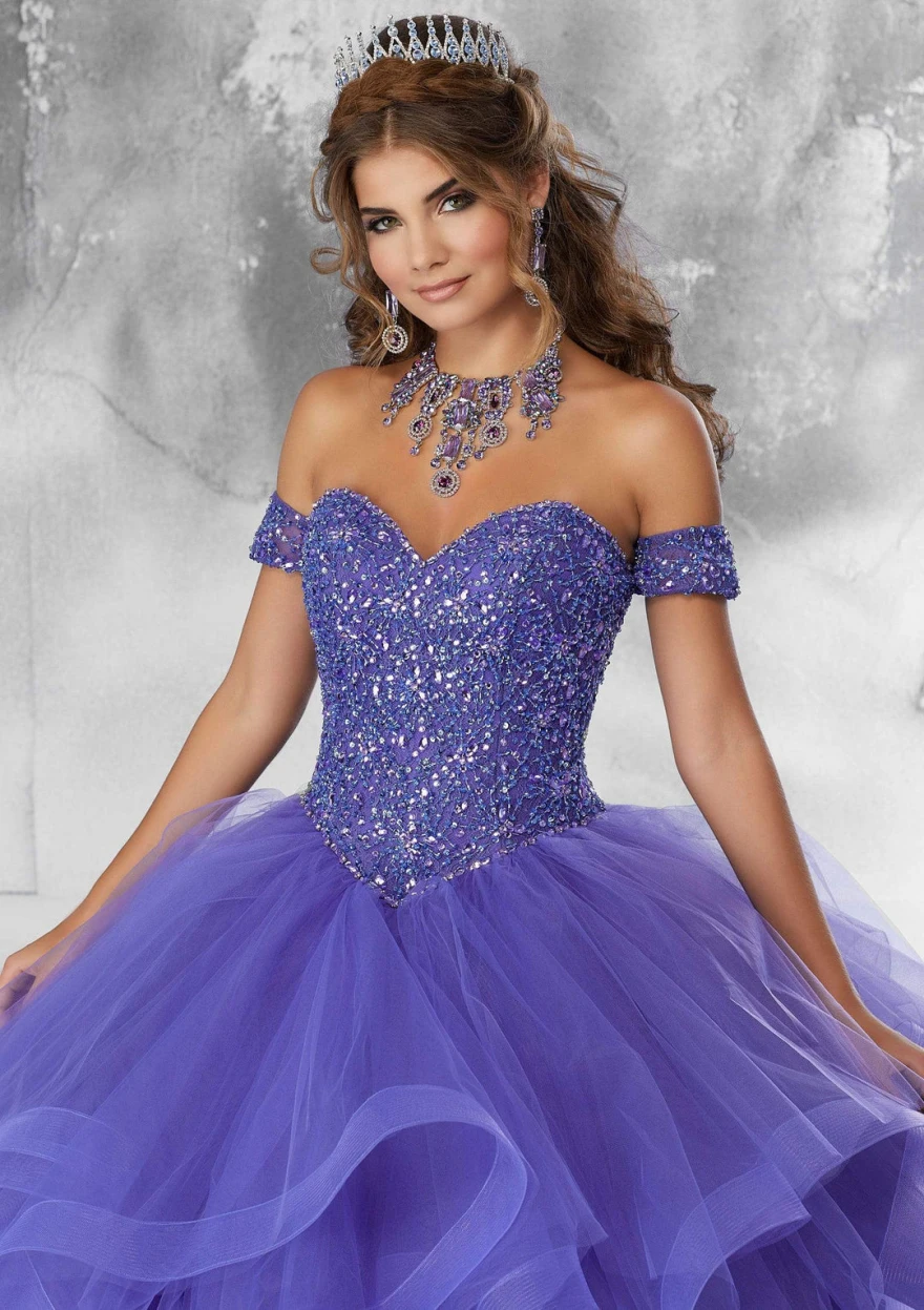 Maßgeschneidertes erstaunliches blaues Quinceanera-Kleid 2024, herzförmiger Perlen-Pailletten-Sweet-16-Kleid, Geburtstagsfeier, Vestido De 15 YQD107