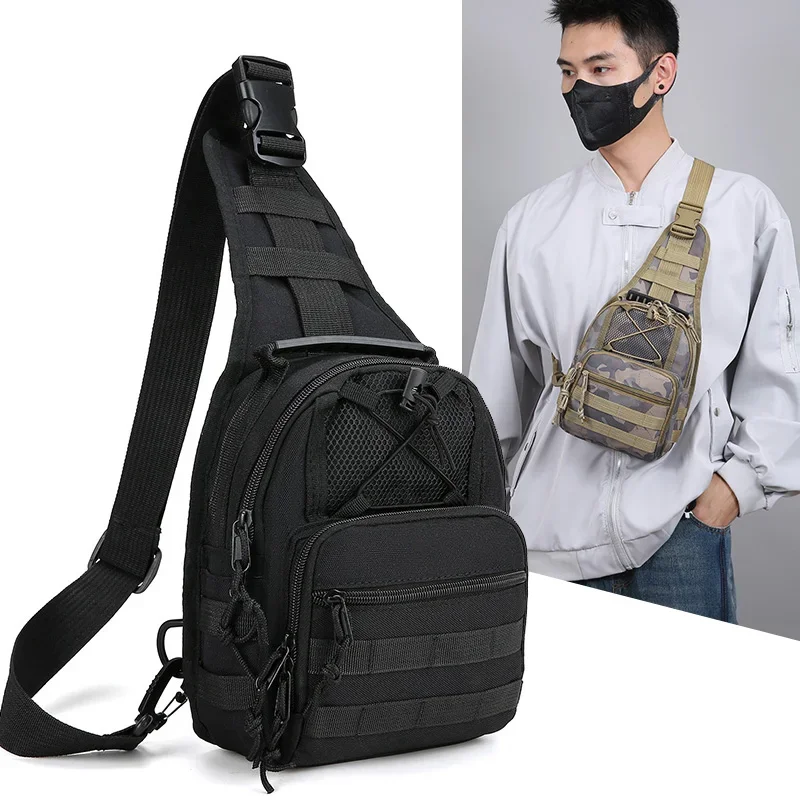 Outdoor Tactical Wind Camouflage Chest Bag Lightweight Waterproof Chest Bags for Men Casual Sling Bag Multi Pockets Durable Bag