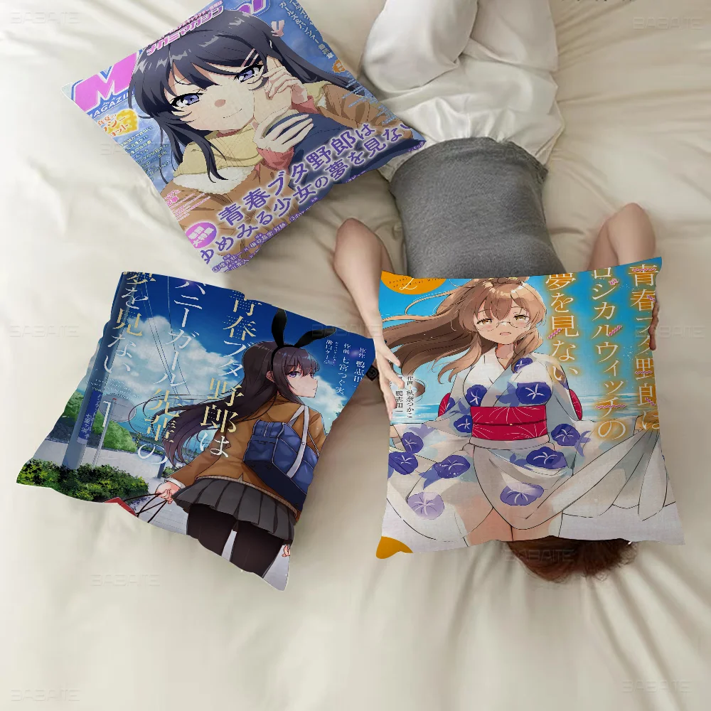 

Rascal Does Not Dream Anime Pillowcase Toon Gift Cushion Cover Bedroom Home Sofa Chair Seat Decor Pillow Case