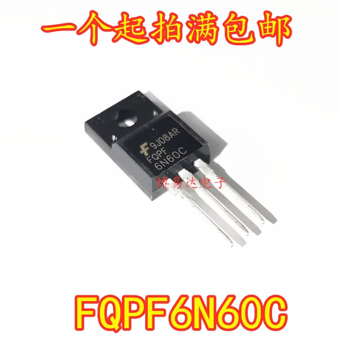 New FQPF6N60C 6N60C TO-220F Inline Molded MOSFET 6A 600V