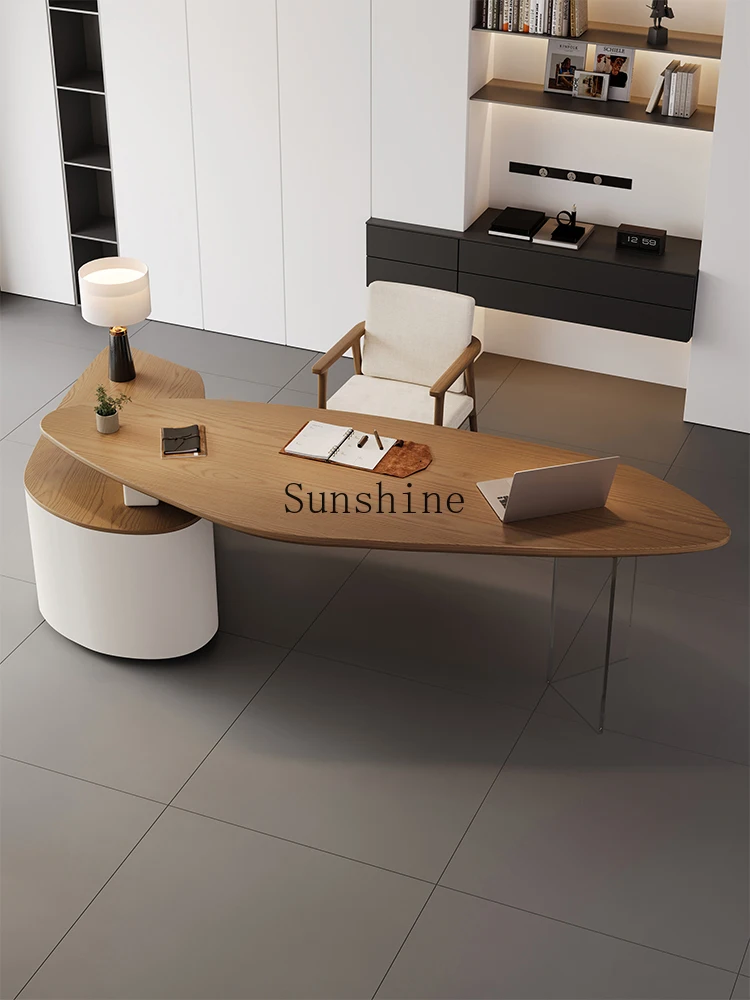 Solid wood special-shaped desk, living room, home workbench, modern simple desk, light luxury and high-end sense