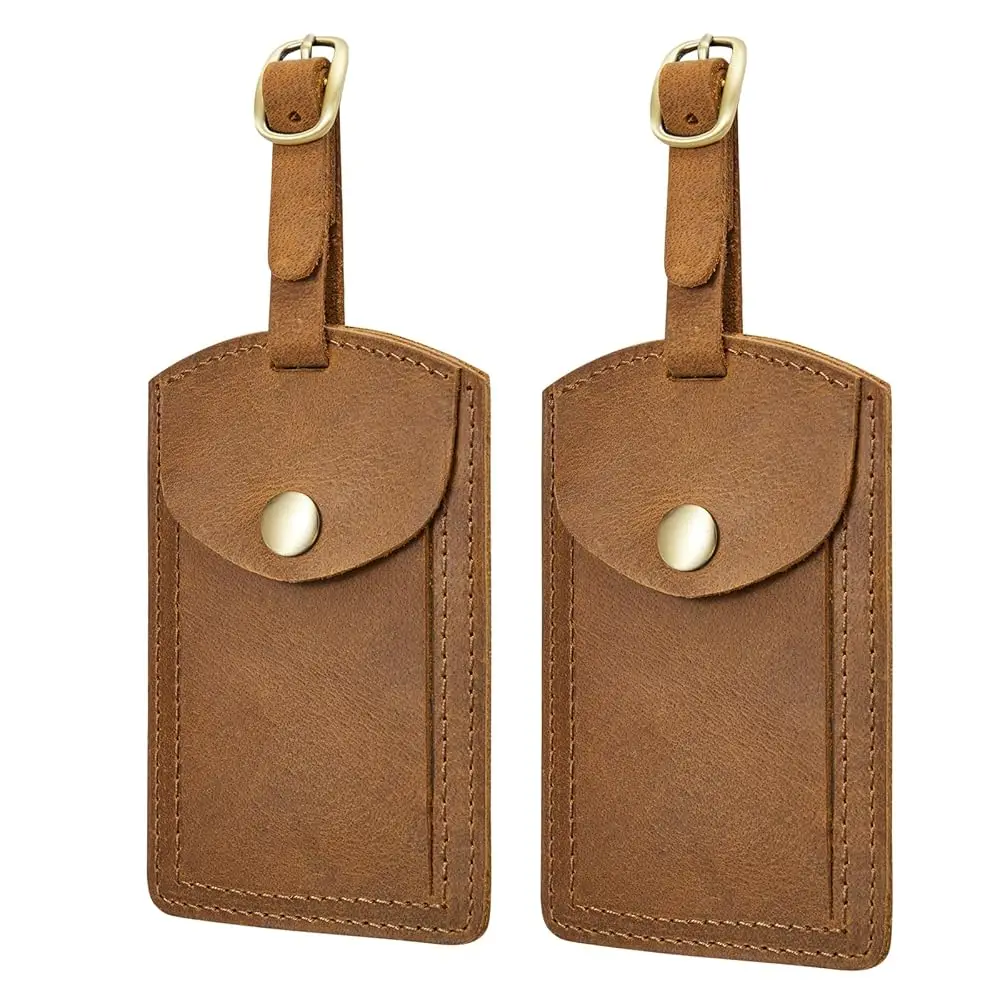 

Leather Luggage Tag for Suitcases TSA Approved Adjustable Personalized Travel Tags