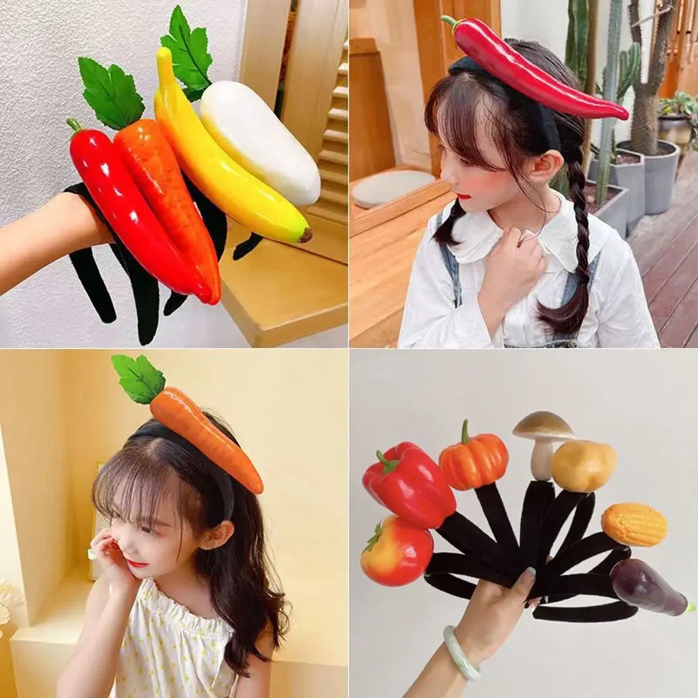 

Korean Simulated Food Hair Hoop Fruits Vegetable Hairbands Tomato Potato Banana Pepper Radish Eggplant Headband Hair Accessories