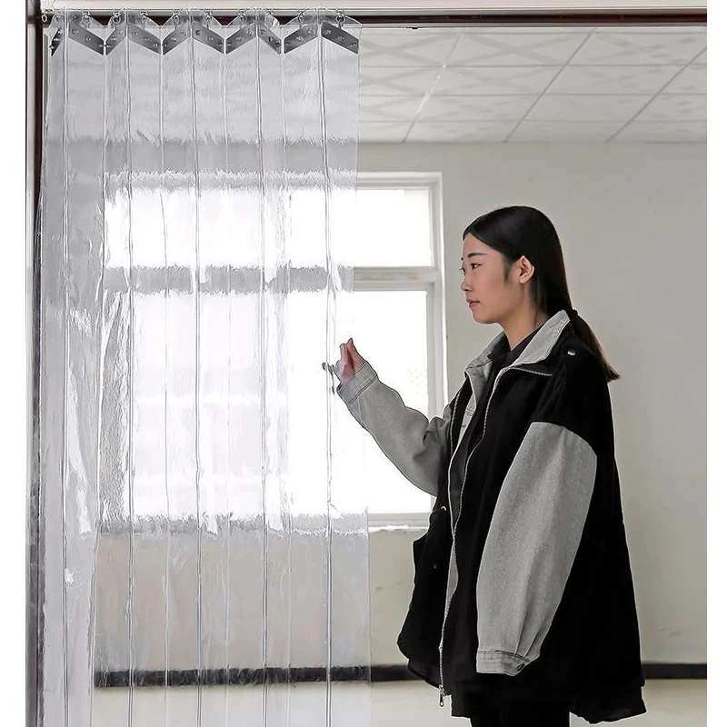Windproof Sliding Curtain for Door Curtain Insulation Door Window Screens Customizable Size Transparent PVC Plastic Curtain