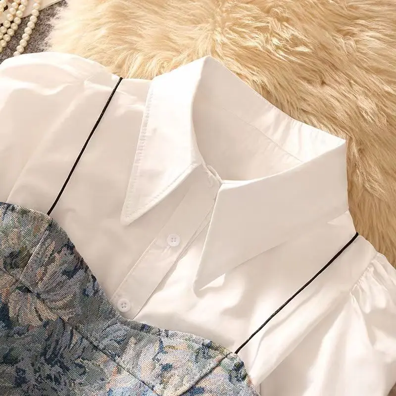 女性用ツーピースセット,エレガント,多用途,不規則なストラップ,泡の袖,半袖,Tシャツ,春と夏用
